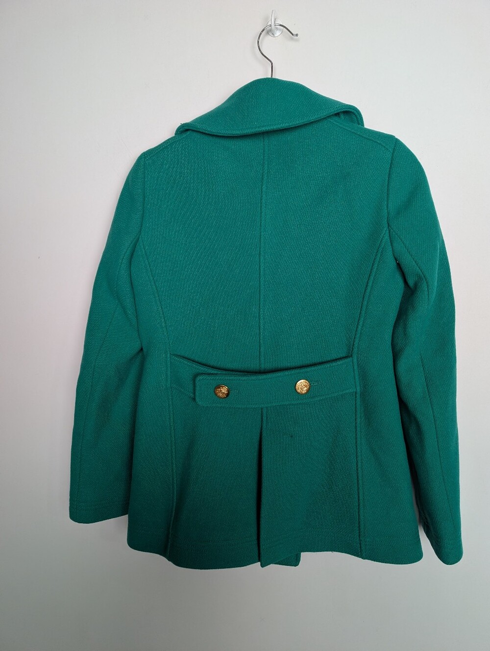 J. Crew Majesty Peacoat Jacket Stadium Cloth Wool Green ASO New Girl Size 2 - Picture 6 of 9